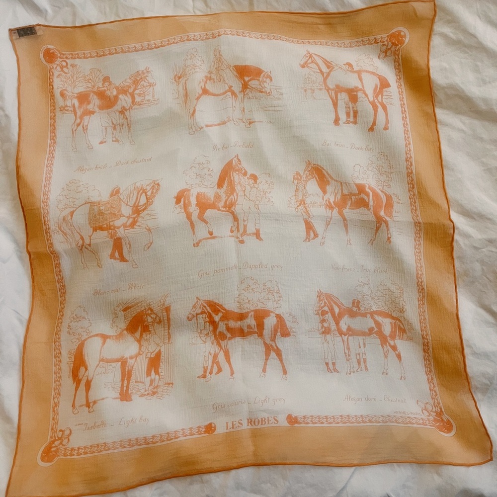 Hermes Silk Neckerchief Scarf with Horses